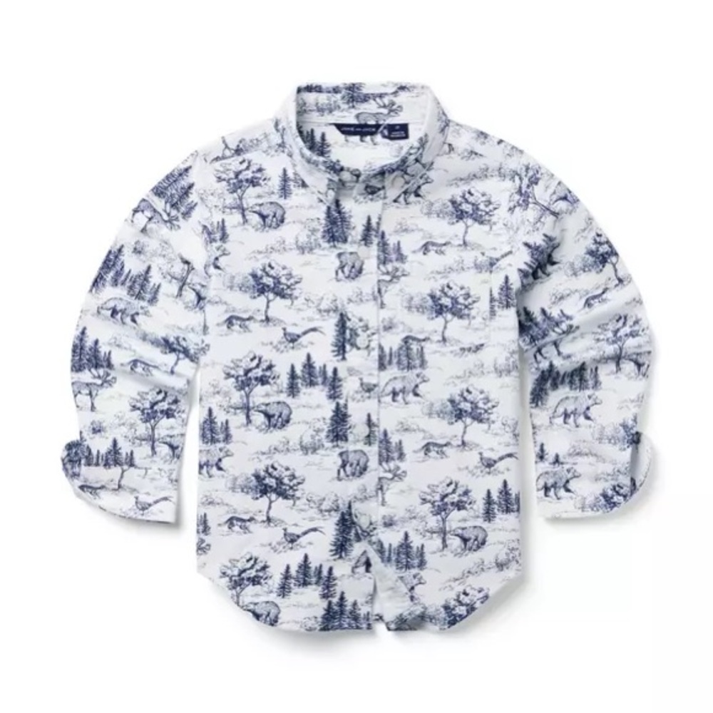 Kids Blue and White Patterned Shirt